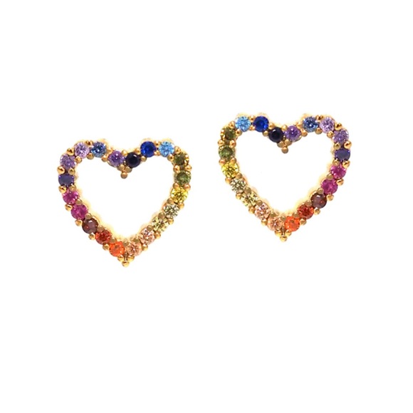 Tai Jewelry - Open Heart Rainbow Earrings